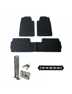 KIT 2 AUTOS Goma de Piso Universal 3 piezas + Candado Antirrobo + Foco Led 18w 12V