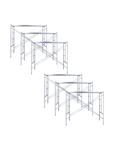 Set 6 Andamios para la Construcción Galvanizados con Tablón