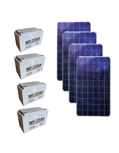 Pack 4 Baterias Solares 100 AH AGM + 4 Paneles Solares 280W